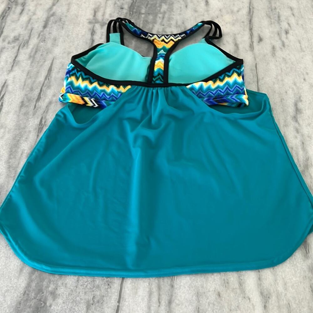 Colorful Racer Back Tankini Top Woman Size Medium - Picture 8 of 10